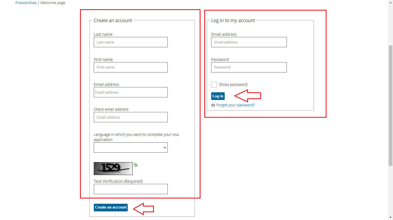 create-account-for-france-visa-application