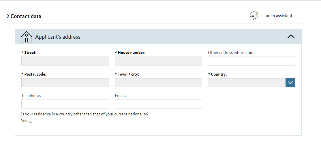 VIDEX-germany-visa-application-form-contact-section