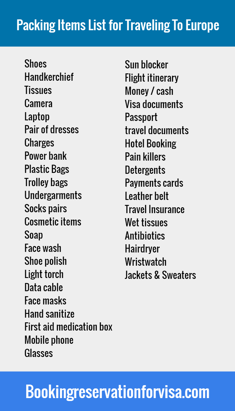 travel items to take to europe