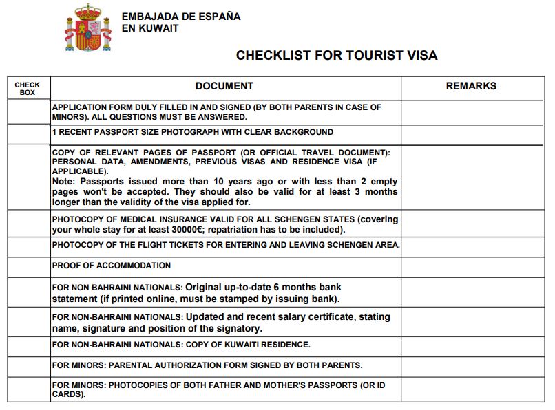 required-documents-checklist-for-applying-spanish-schengen-visa-from-bahrain