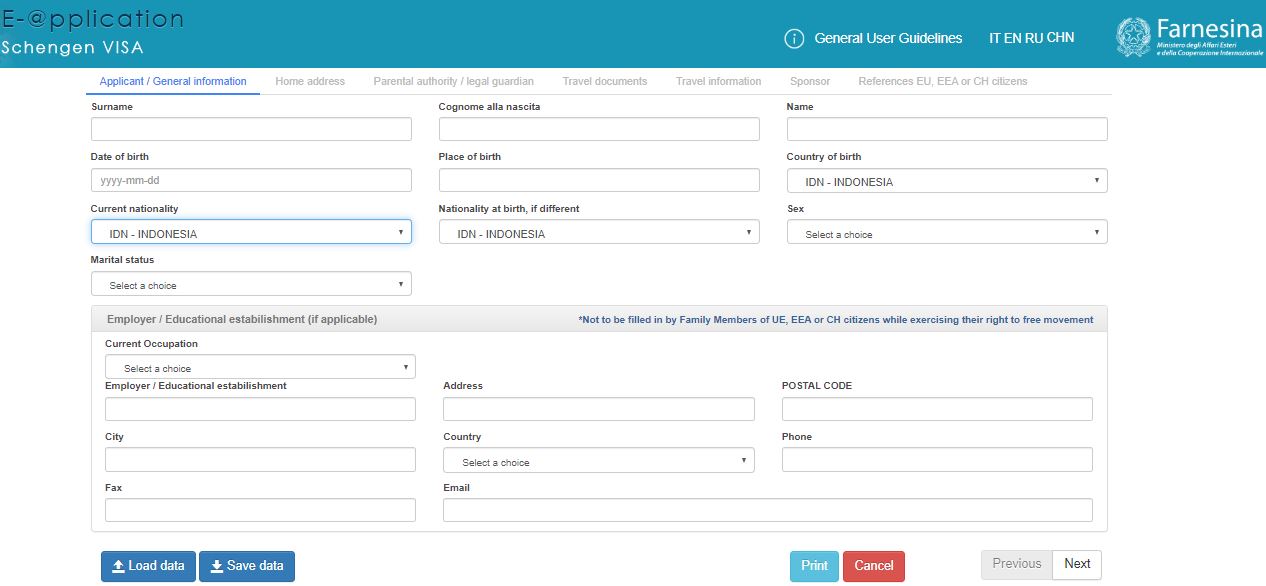 online-filling-italian-visa-application-from-indonesia-step-2