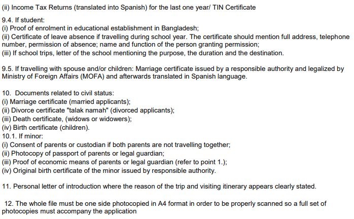 required-documents-list-for-applying-spanish-schengen-visa-from-bangladesh-2