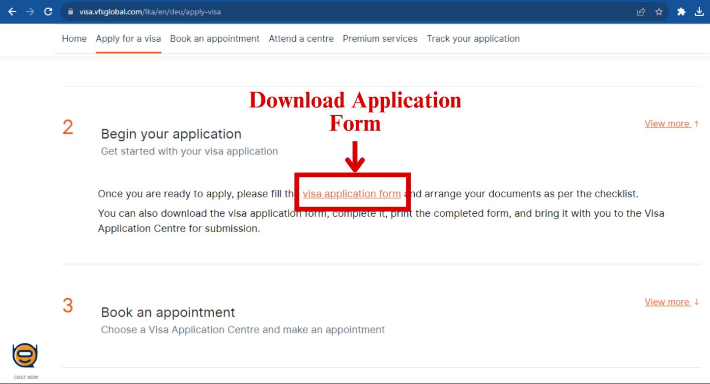 VFS-download-german-visa-application-form-from-srilanka-and-maldives