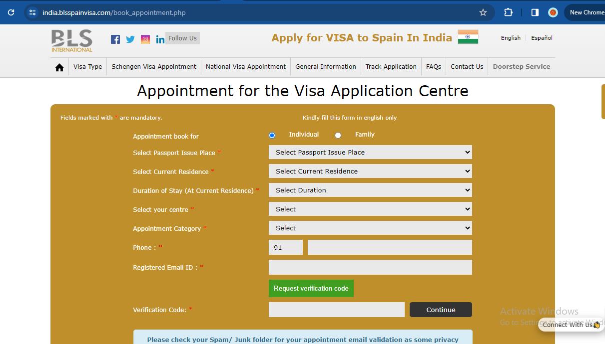 appointment-booking-for-apply-spanish-visa-from-nepal