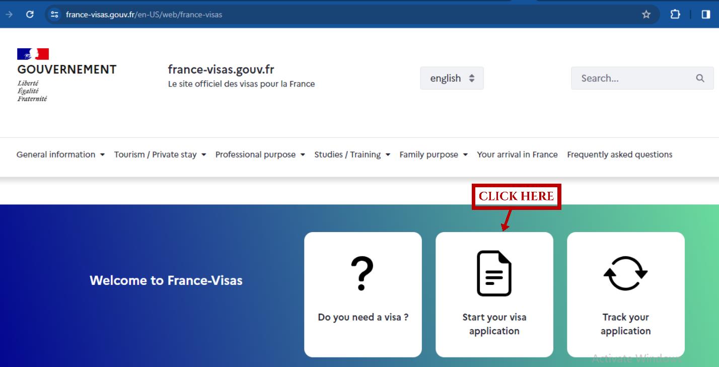 start-french-visa-application-online-from-vietnam-step-1