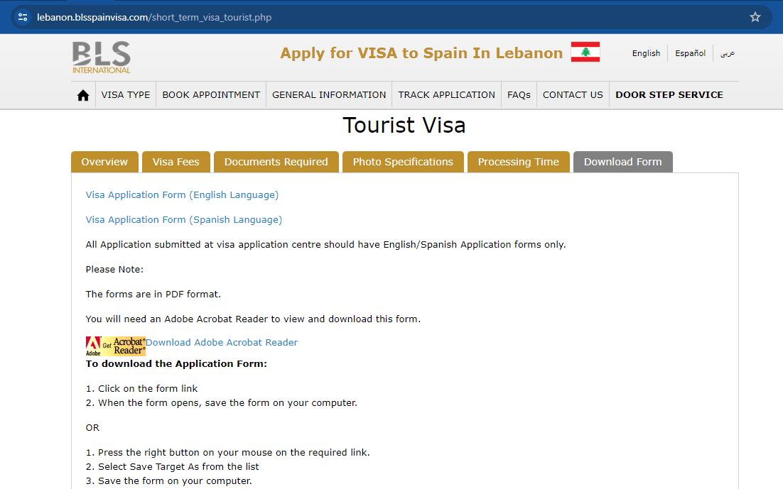 download-spanish-visa-application-form-lebanon-BLSspainvisa