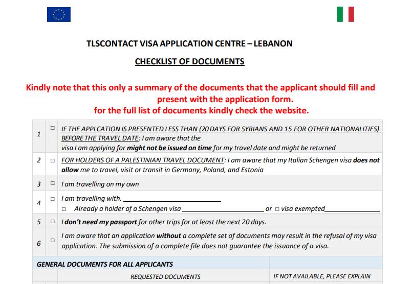 required-documents-for-italian-schengen-visa-from-lebanon