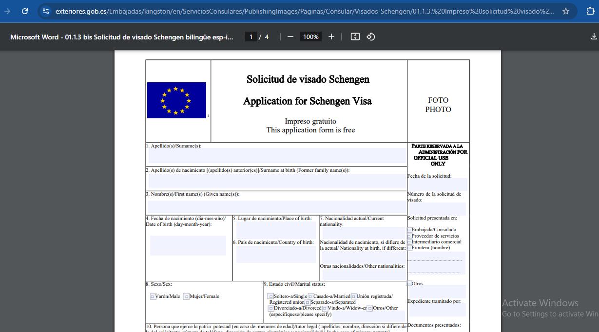 fill-schengen-visa-application-for-spain-from-jamaica-step-2