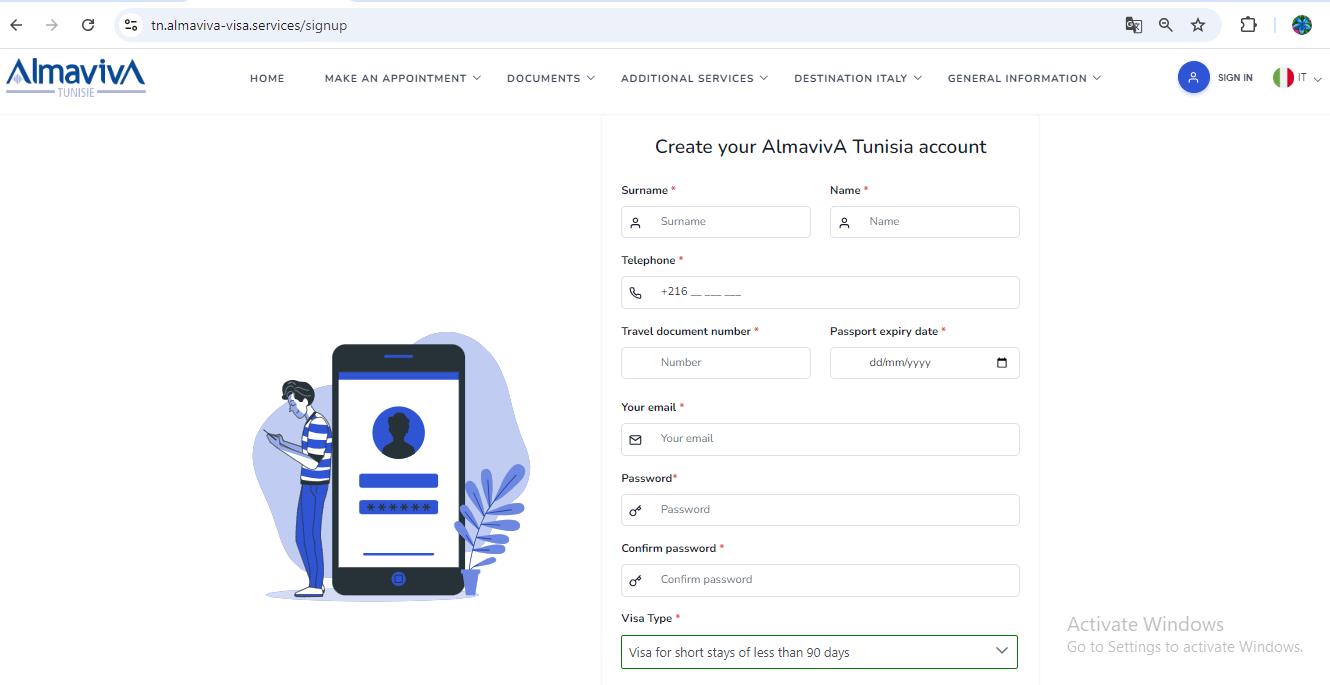 almaviva-account-creation-for-applying-italian-visa-from-tunisia