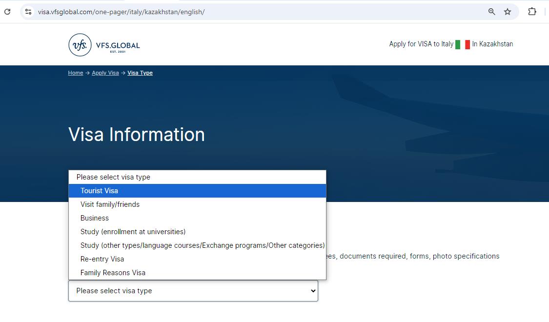 select-schengen-visa-type-for-italy-from-kazakhstan