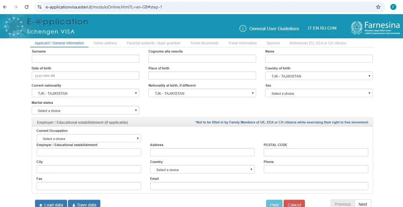 online-application-for-applying-italian-schengen-visa-from-tajikistan