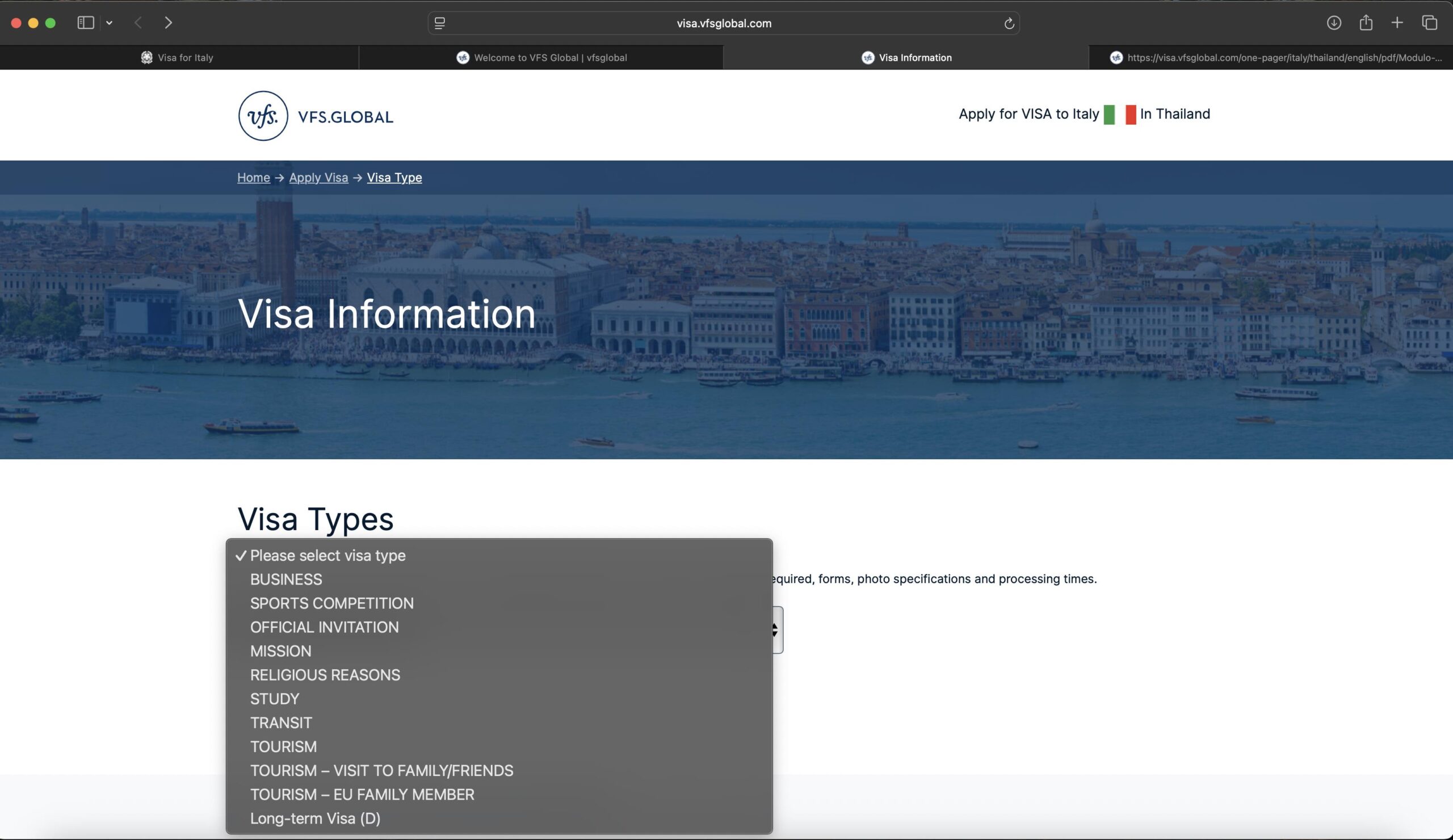select-desired-visa-type-for-start-application-process-of-italian-schengen-visa-from-cambodia