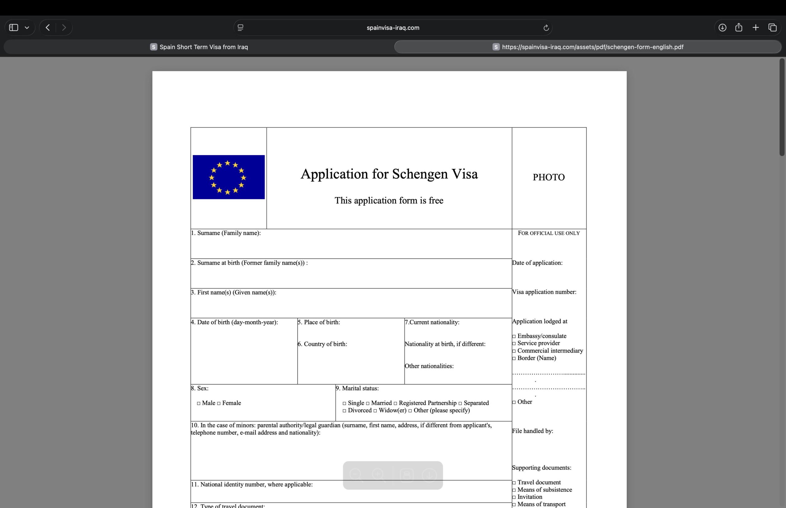 schengen-visa-application-form-for-spain-from-iraq
