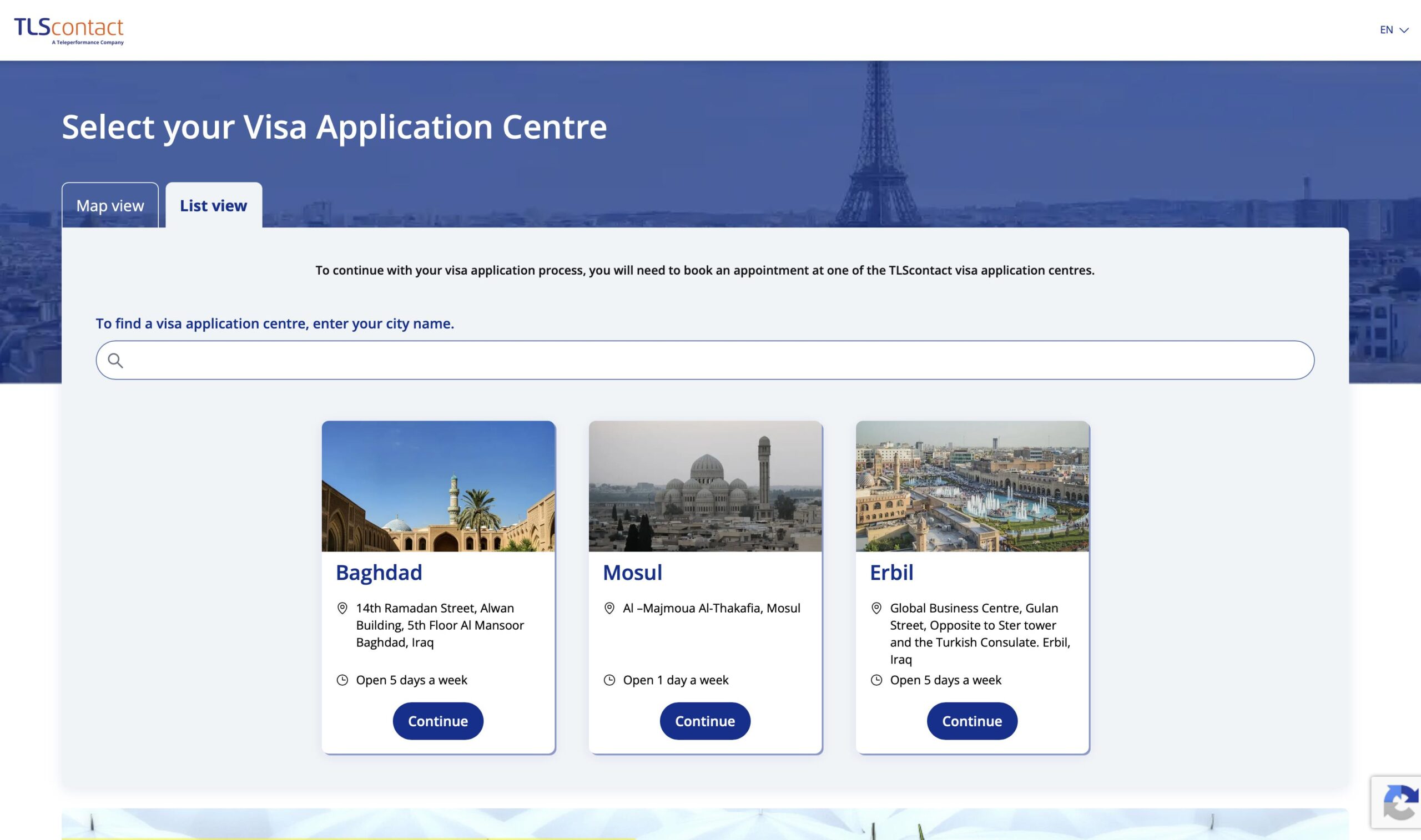 book-french-schengen-visa-appointment-from-iraq-using-TLScontact