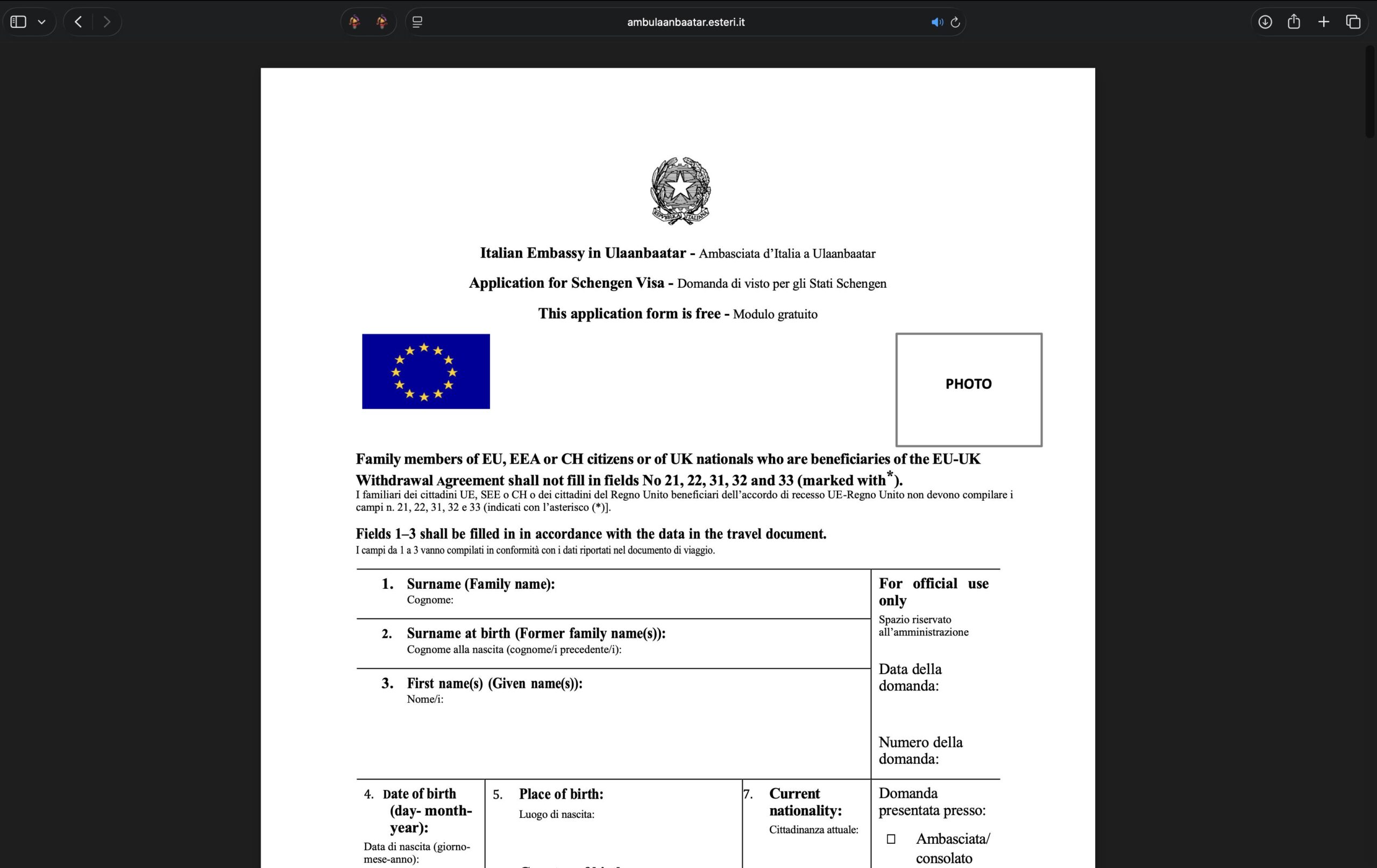 schengen-visa-application-form-for-italy-from-mongolia
