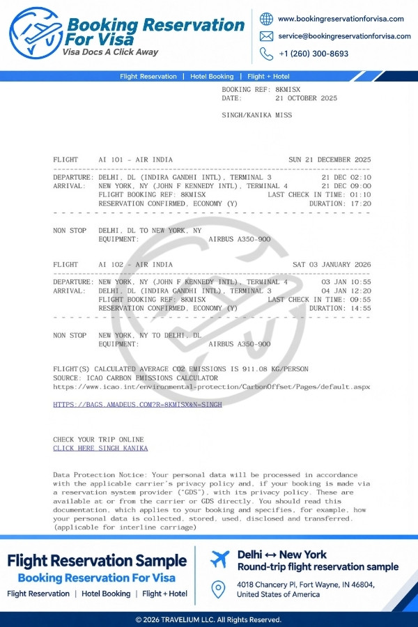 flight-reservation-for-USA-visa-from-india-sample